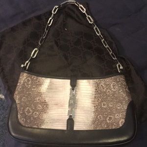 GUCCI Jackie O lizard bag, rare, black vintage
